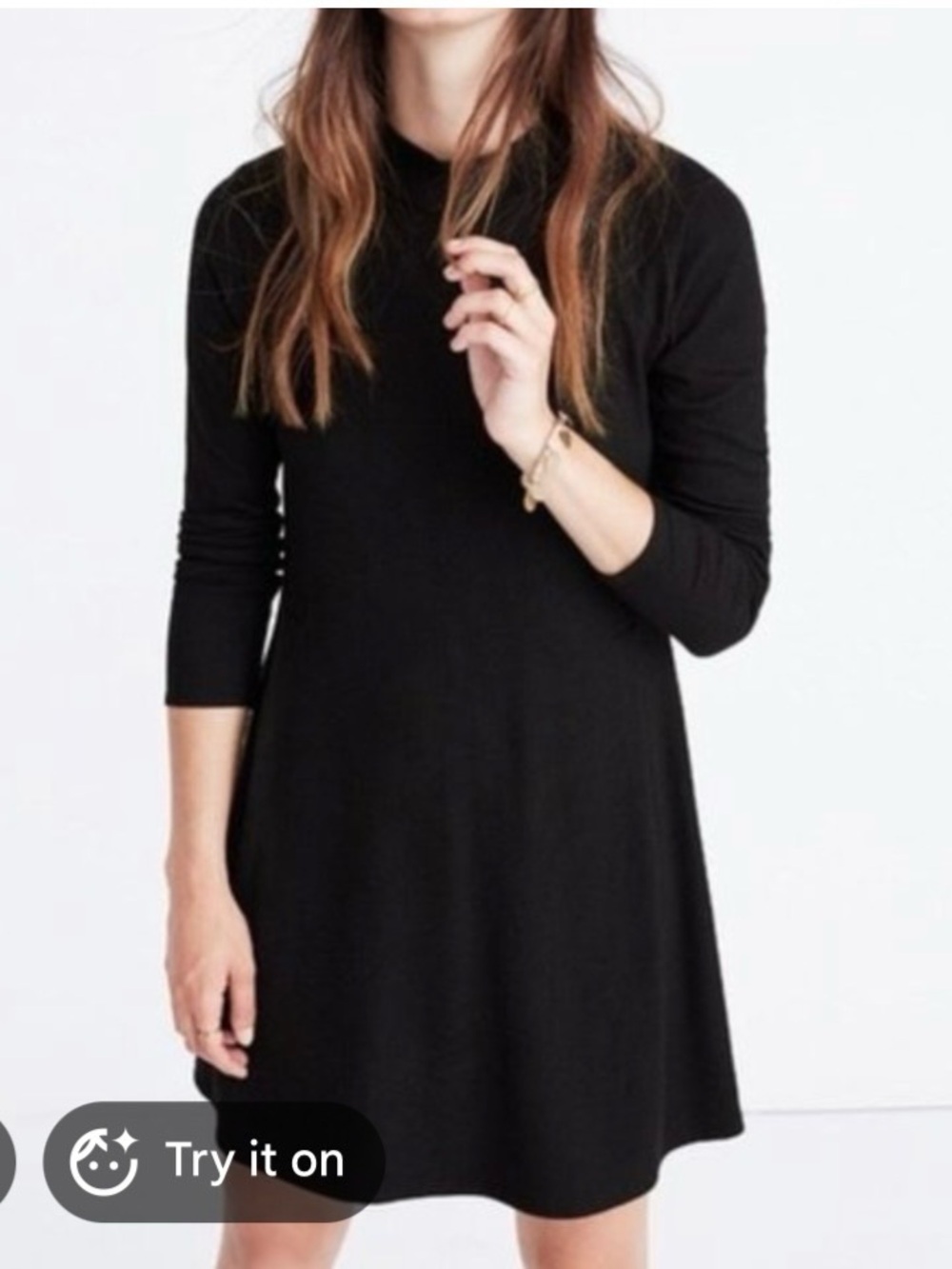 Madewell Black Mini A-Line Long-Sleeve Dress